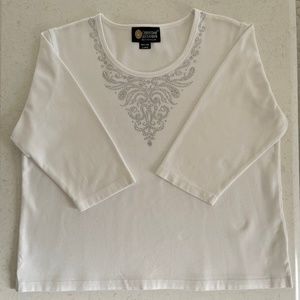 Christine Alexander, Swarovski Crystals Top. White, size XL.
